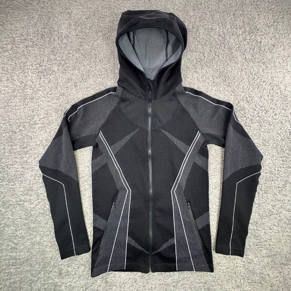 Blanc Noir Womens Black Grey Mesh Back Full Zip Sculpt Hoodie Jacket Size M - Picture 2 of 9